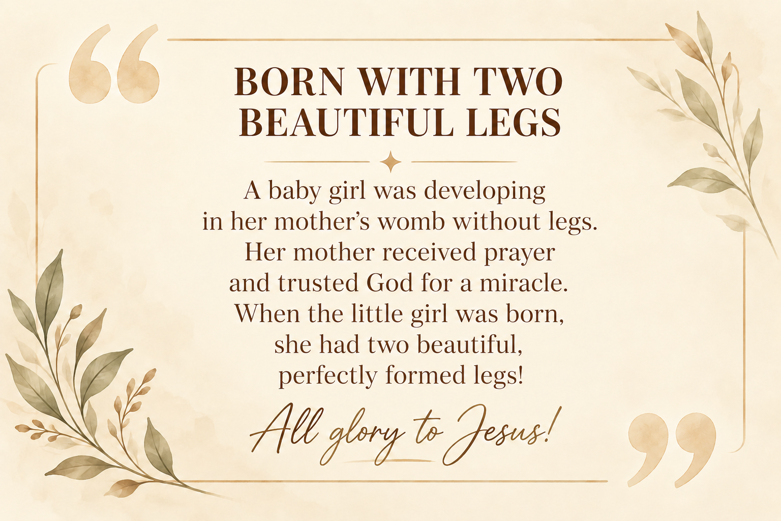 Born with two beautiful legs — miracle testimony