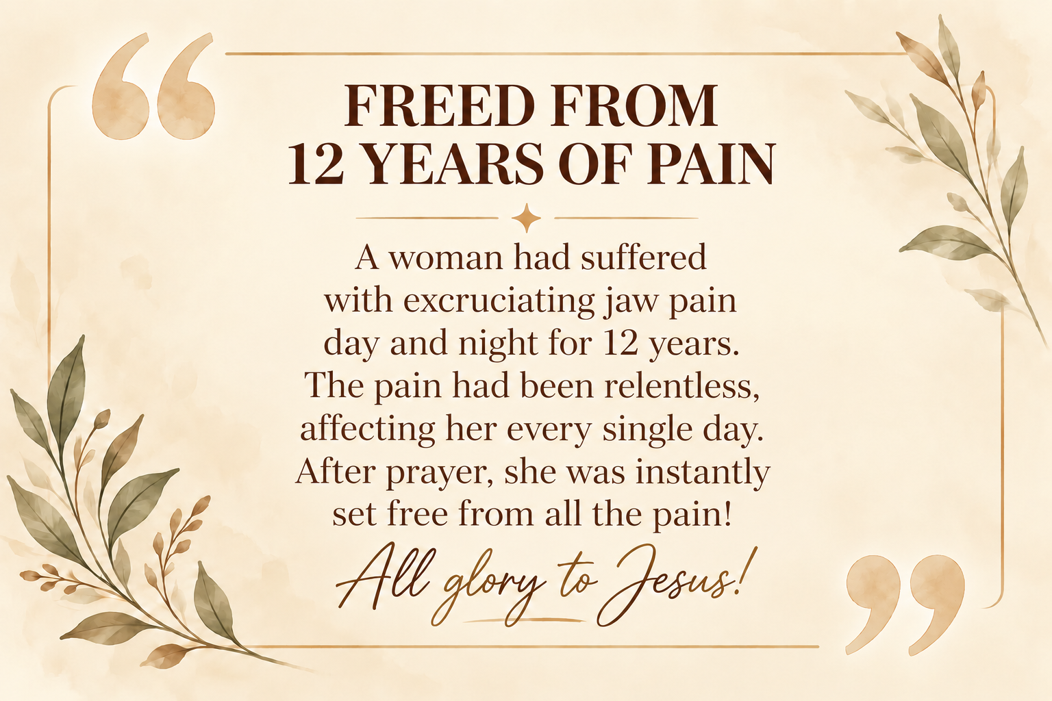 Freed from 12 years of pain — miracle testimony