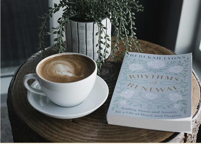 Coffee, book and plant
